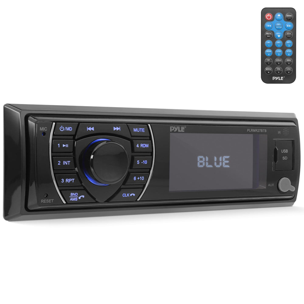 Pyle marine stereo front panel with easy controls for quick sound setup on deck.