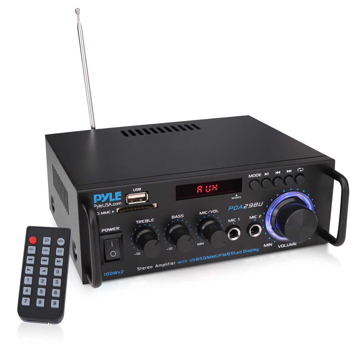 Pyle PDA29BU.5 front view with LED display for quick monitoring