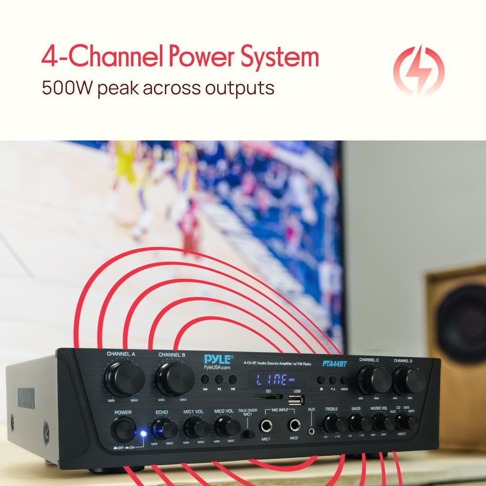 Pyle PTA44BT bluetooth pairing demonstrates easy wireless connection to devices.