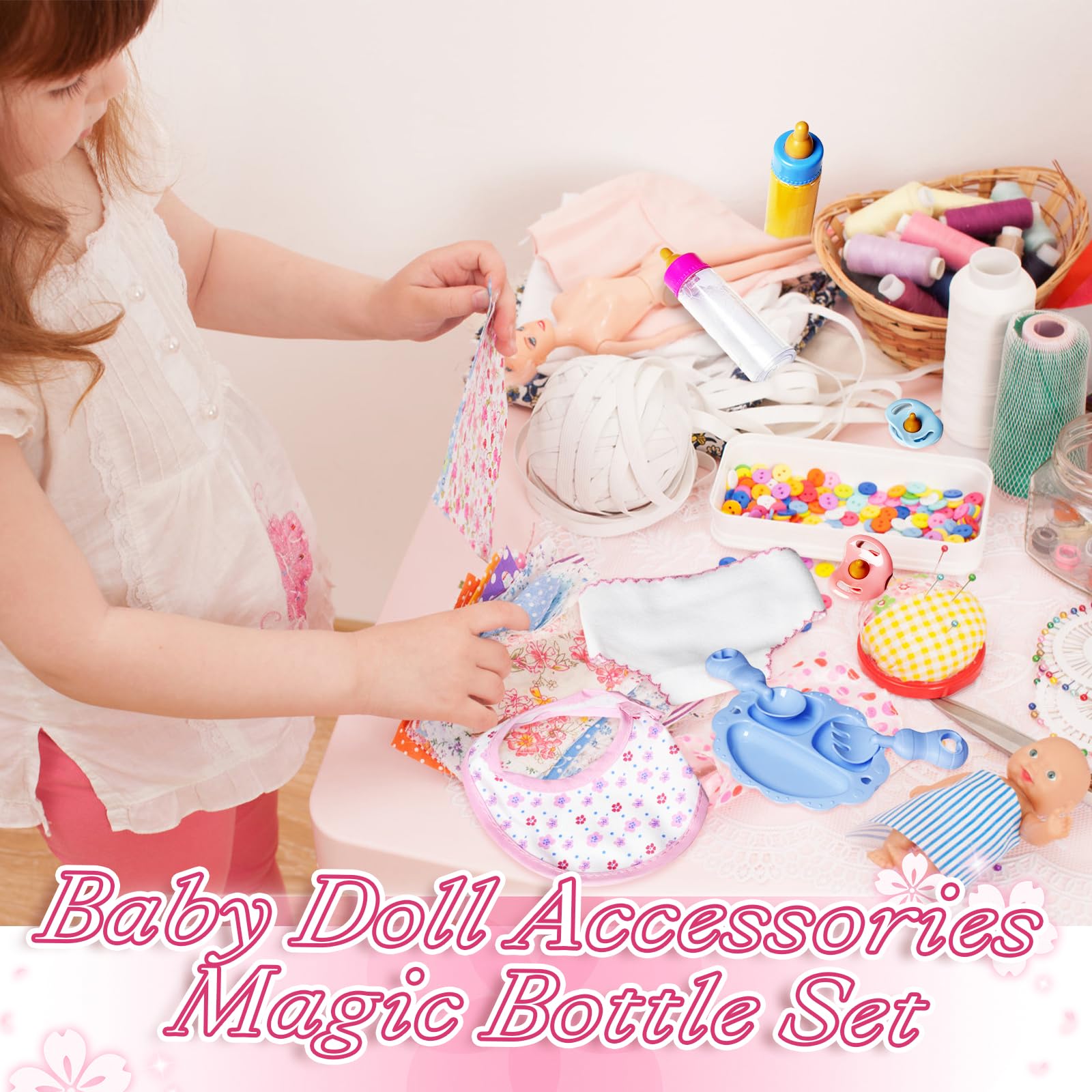 Pynqdfu bib set designed for doll feeding time