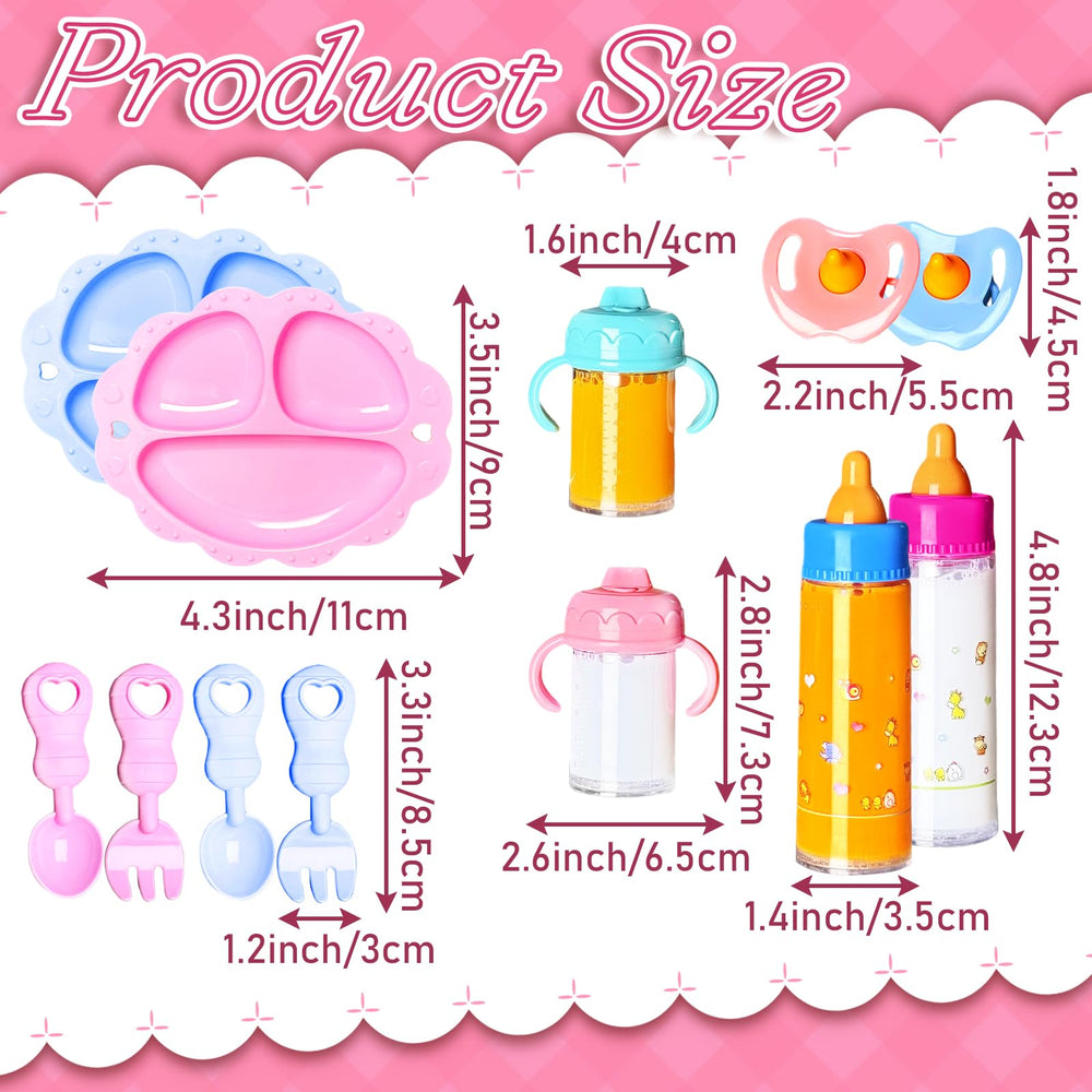 Pynqdfu magic milk and juice bottles for realistic doll feeding sessions
