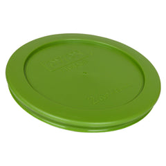 Pyrex 7200-PC lawn green 2-cup lid, close-up, BPA-free material for fridge and microwave storage.