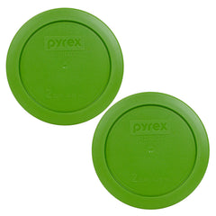 Pyrex 7200-PC lawn green 2-cup lid, front view, secure seal and dishwasher-safe.