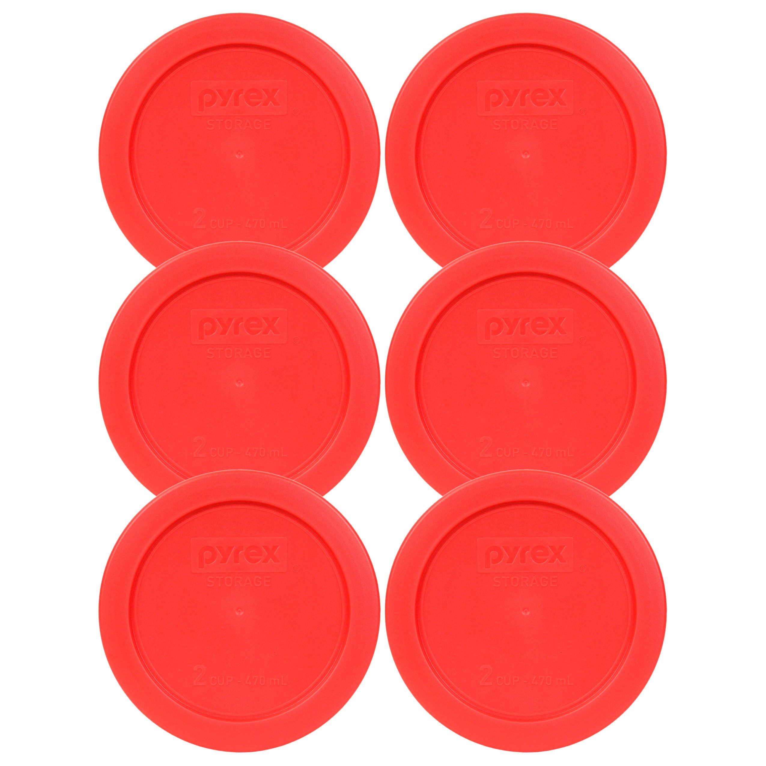 Pyrex 7200-PC red lid for 2-cup bowls, seals securely for fridge, freezer, microwave