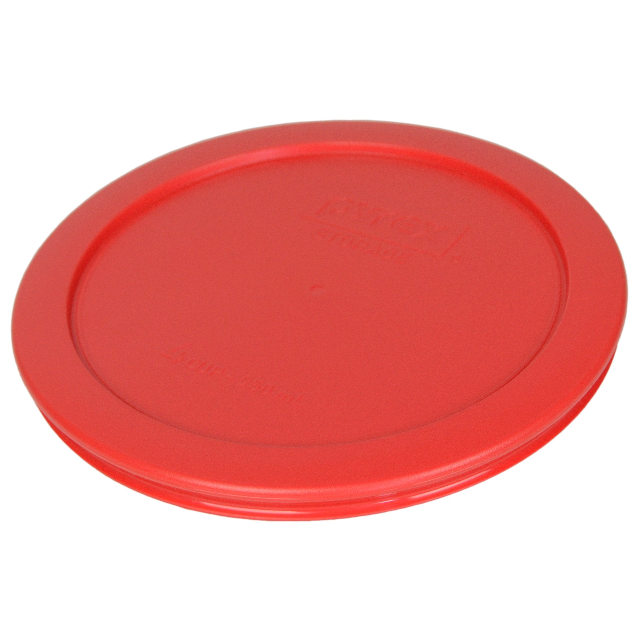 Pyrex 7201-PC red lid on a dish demonstrates vented microwave reheating.