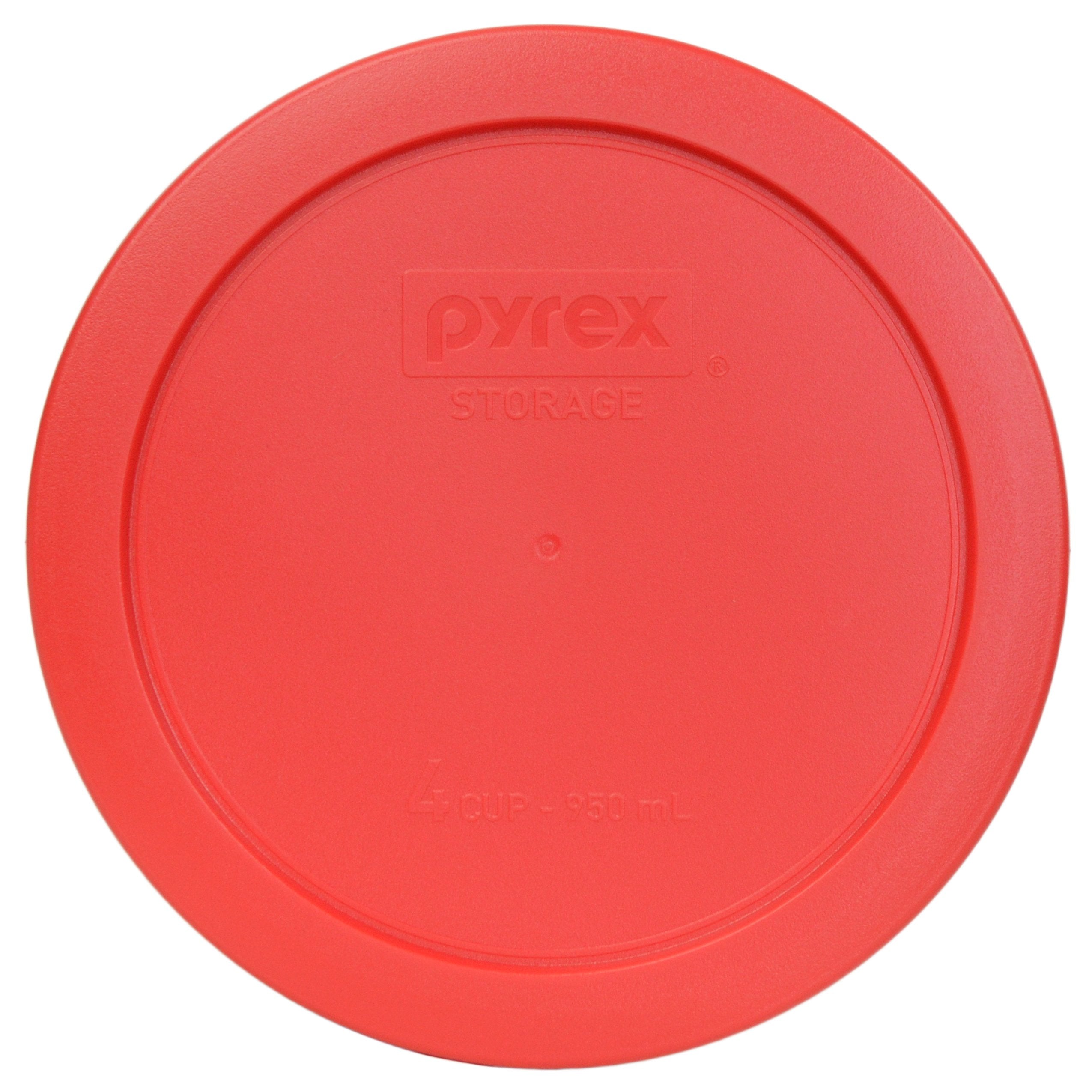 Close-up of Pyrex 7201-PC red lid seal for tight, fresh leftovers.