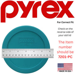 Pyrex 7201-PC turquoise lid fits 4-cup dishes for reliable storage.