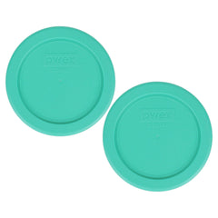 Pyrex 7202-PC 1-Cup Green Lid front view for secure storage.