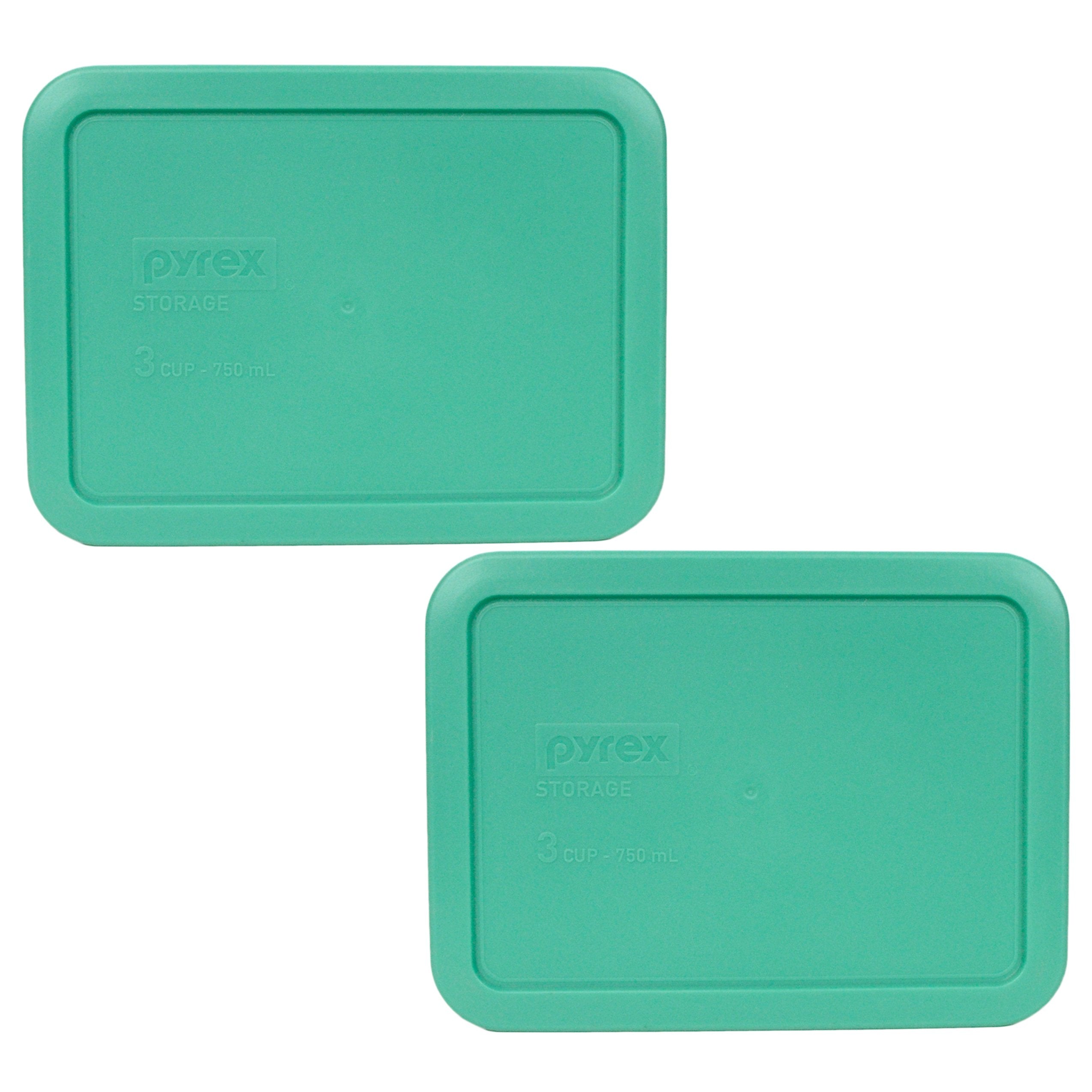 Pyrex 7210-PC light green lid top view for secure 3-cup bowls.