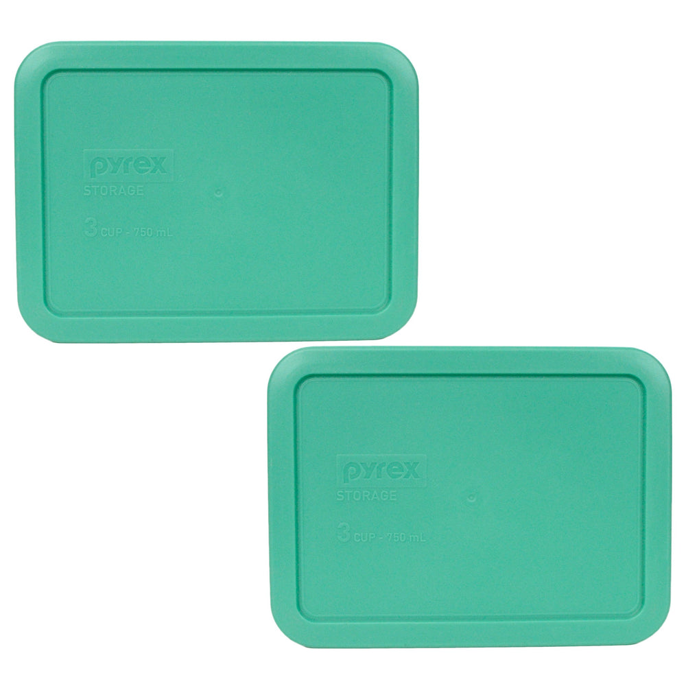 Pyrex 7210-PC light green lid top view for secure 3-cup bowls.