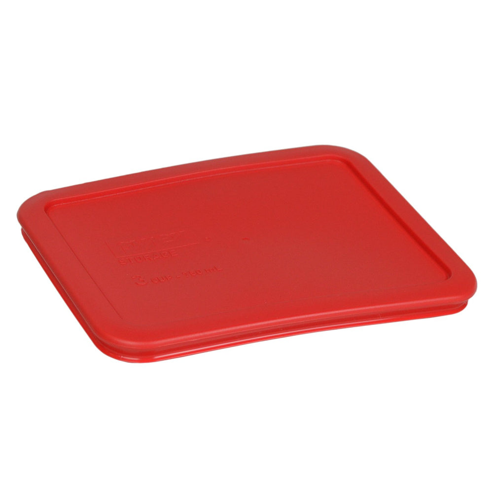 Pyrex 7210-PC four red lids, dishwasher safe and fridge-ready.
