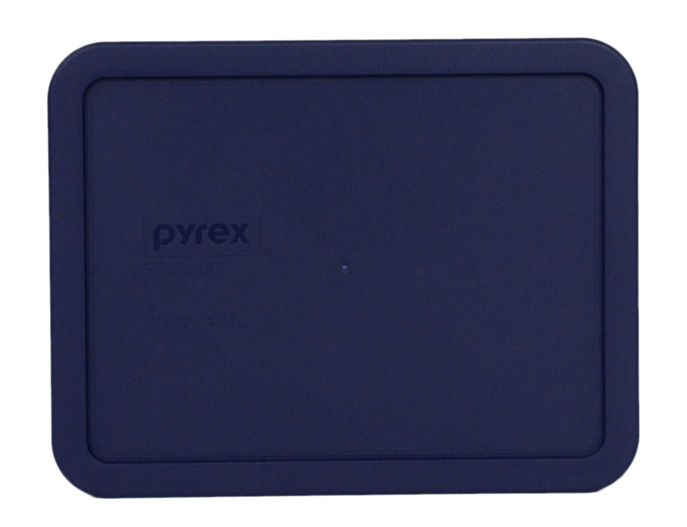 Close-up of Pyrex 7211-PC blue lid showing secure-fit for compatibility.