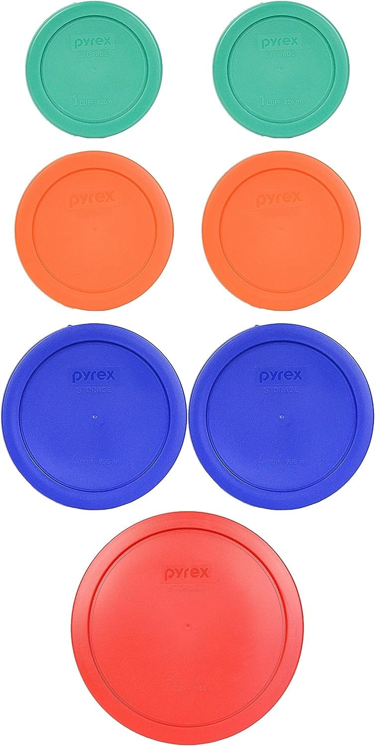 Pyrex orange 2-cup lid keeps leftovers fresh in the fridge