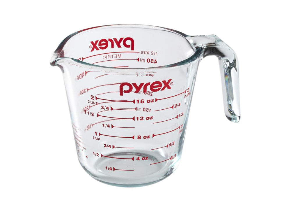 Clear glass body of Pyrex Prepware 6001075 reduces guesswork in measurements