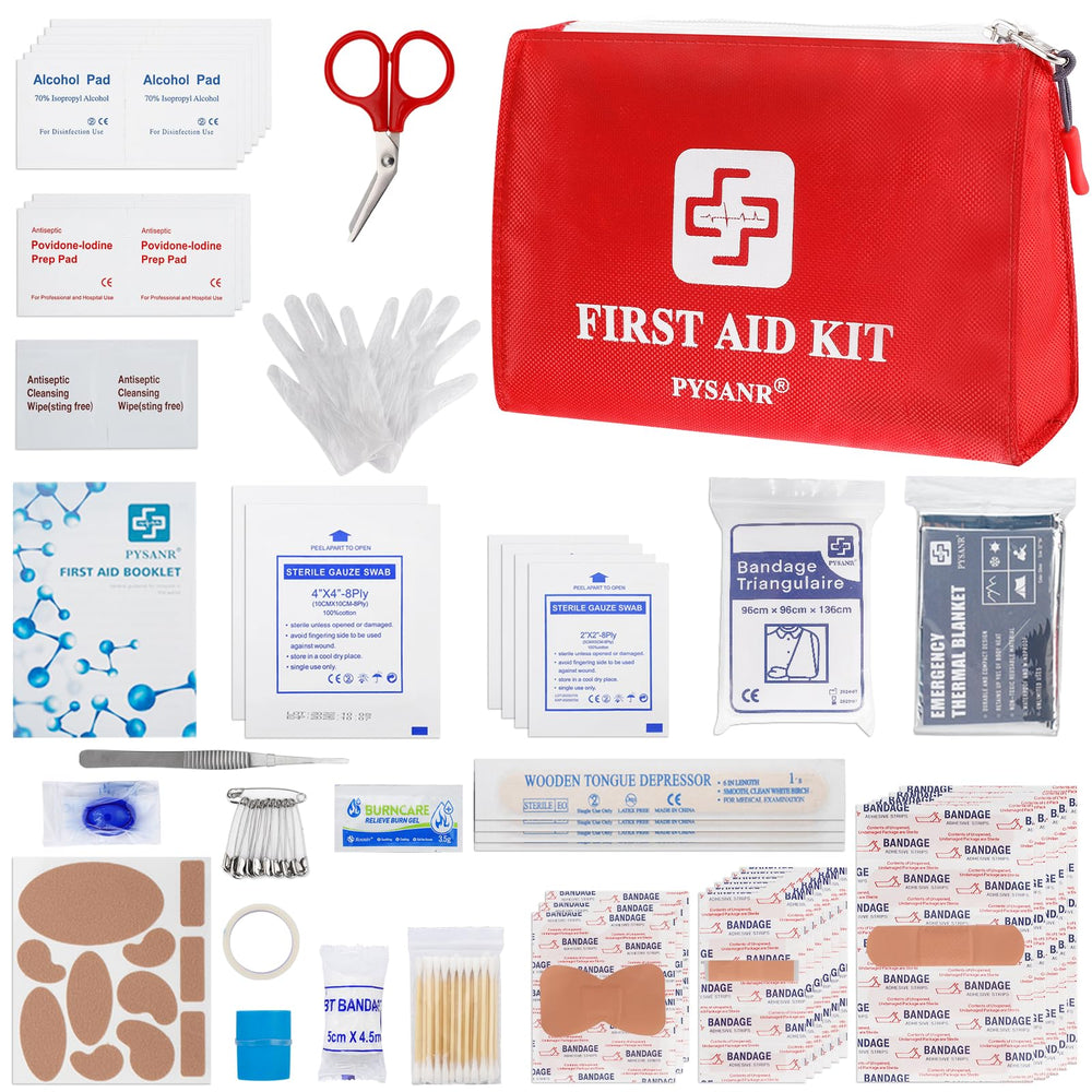 PYSANR small first aid kit contents show a complete set for home and travel.