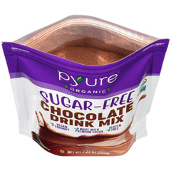 Pouring Pyure mix into milk for a smooth low-carb beverage