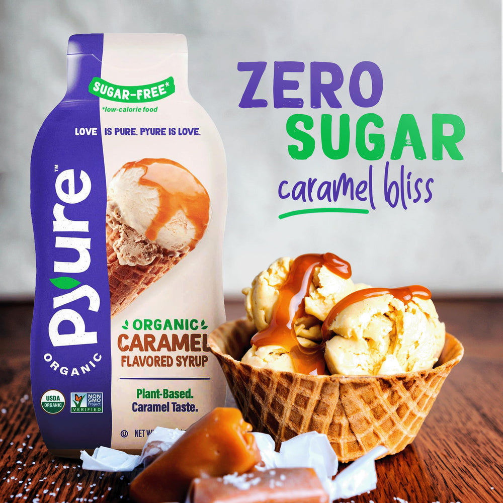 Pyure labeling shows vegan and gluten-free benefits on the product label.