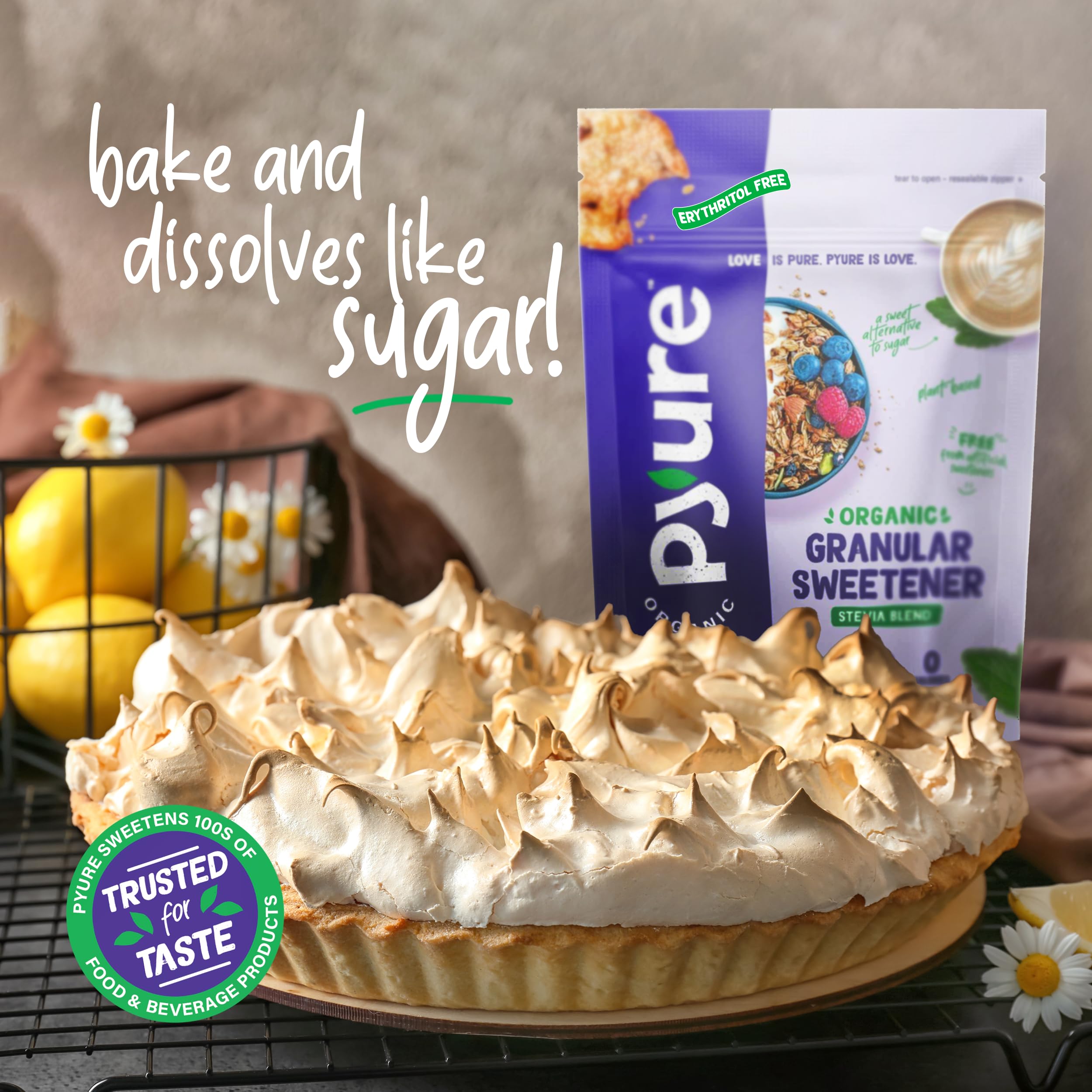 Pyure Organic Stevia Blend featured in vegan dessert prep