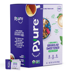 Pyure Stevia Packets in a box, easy pantry staple.