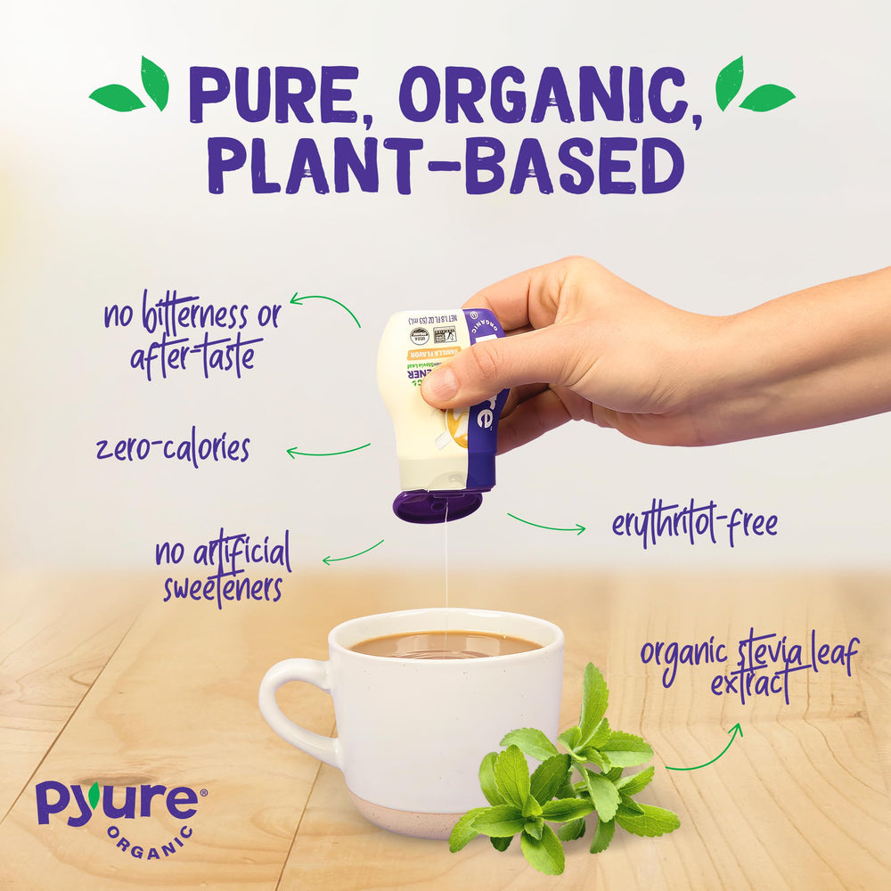 Pyure Vanilla Stevia Liquid ideal for tea and hot drinks