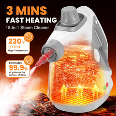 Pzmlu steam cleaner releasing steam to remove grime from tough surfaces