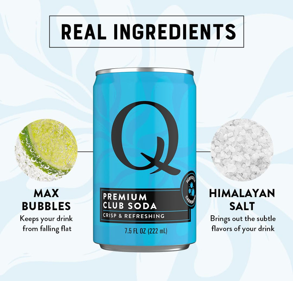 Q CLUB SODA pack of 24 cans for home bar and on-the-go occasions.