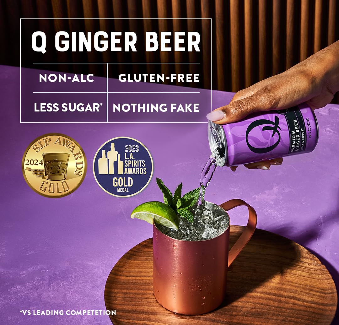 Ginger beer served over ice with citrus for a crisp mocktail.
