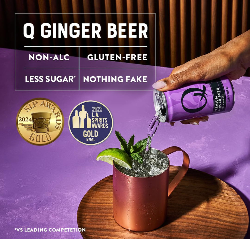 Ginger beer served over ice with citrus for a crisp mocktail.