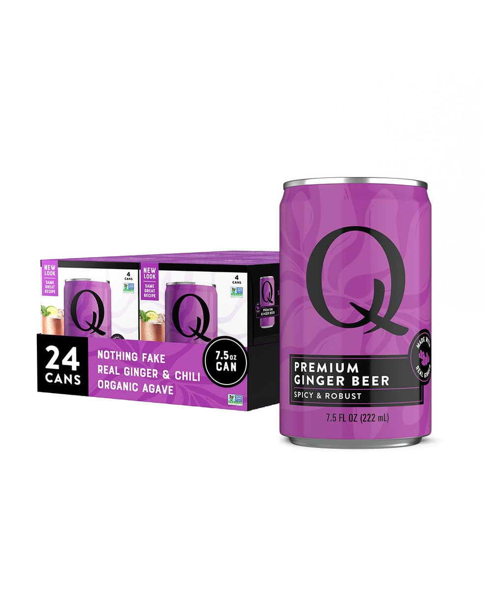 Q Mixers ginger beer can with real ginger and organic agave for vibrant cocktails.