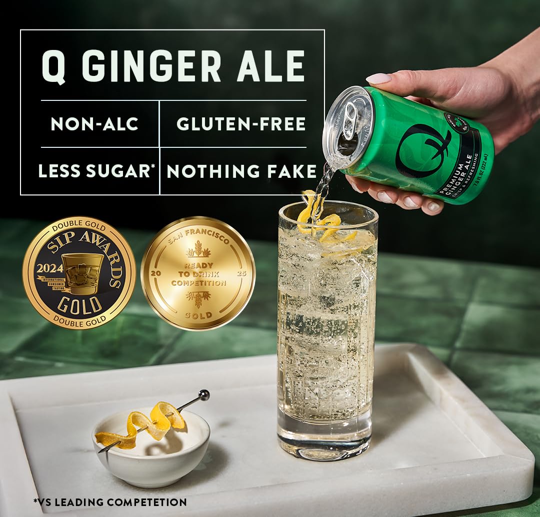 Q MIXERS Q GINGER ALE glass with citrus squeeze for mocktail vibe