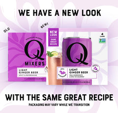 Q Light Ginger Beer bottle pour shows authentic ingredients in action.