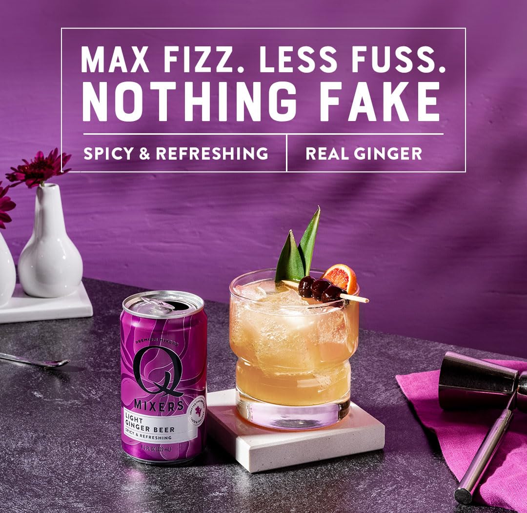 Q Light Ginger Beer bubbles deliver a lively, refreshing finish.