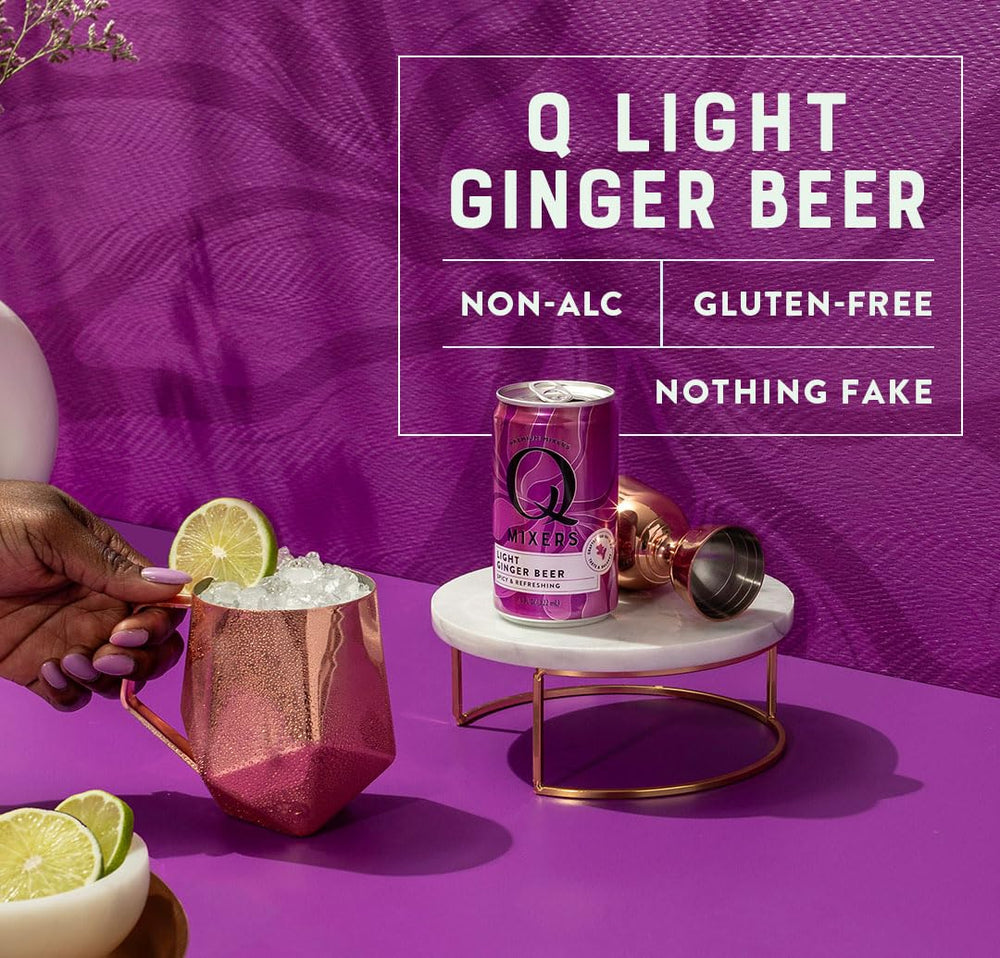 Q MIXERS Q Light Ginger Beer in a glass adds zing to cocktails.