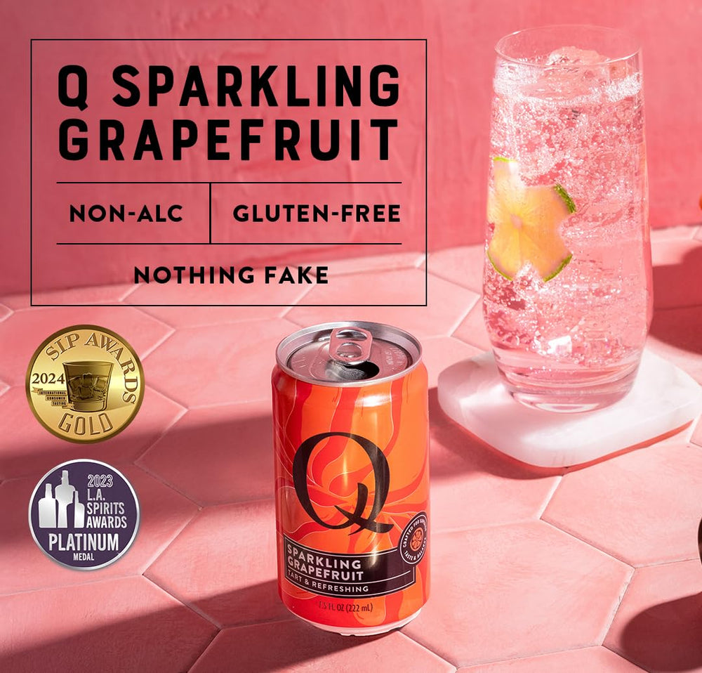 Q MIXERS Q SPARKLING GRAPEFRUIT label on can signaling premium taste.