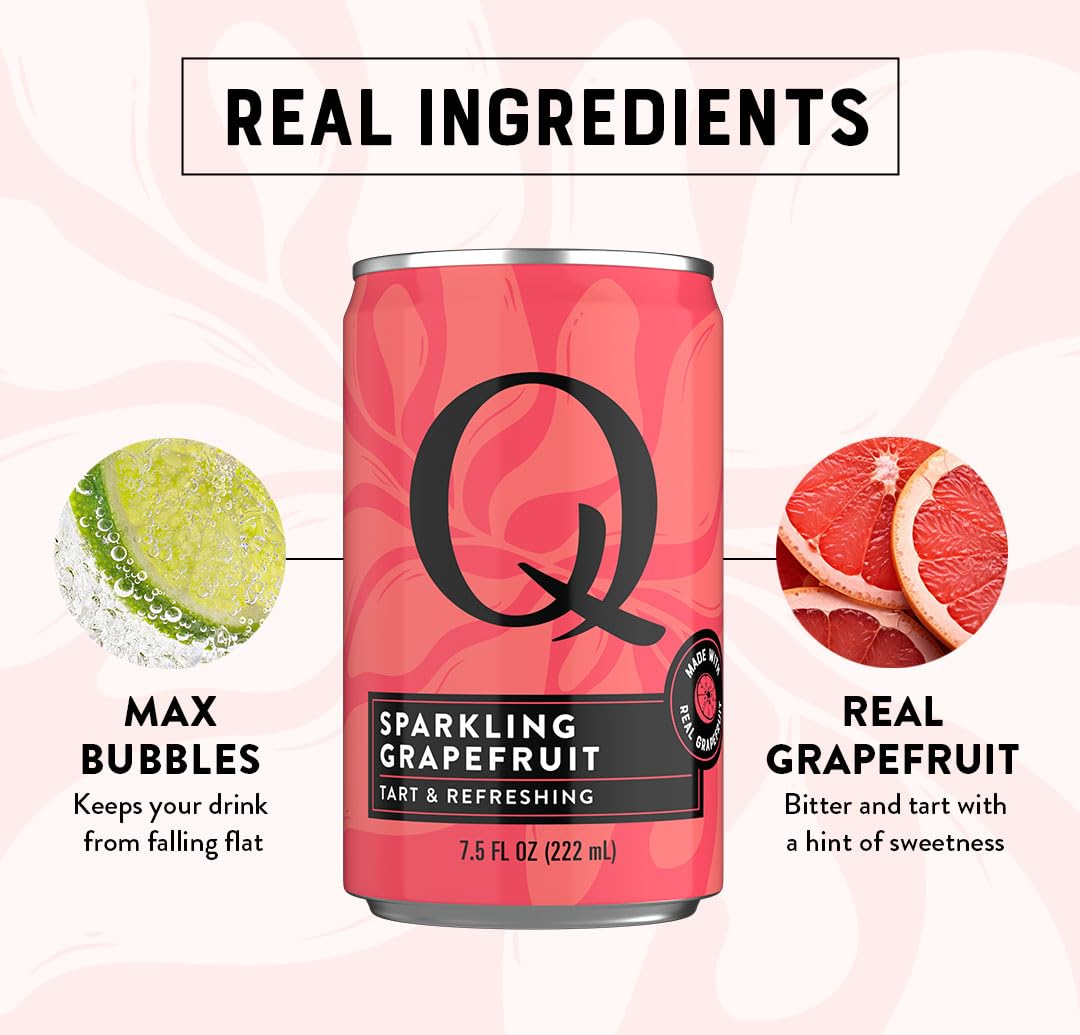 Q MIXERS Q SPARKLING GRAPEFRUIT seven-point-five-ounce cans in a pack for entertaining.