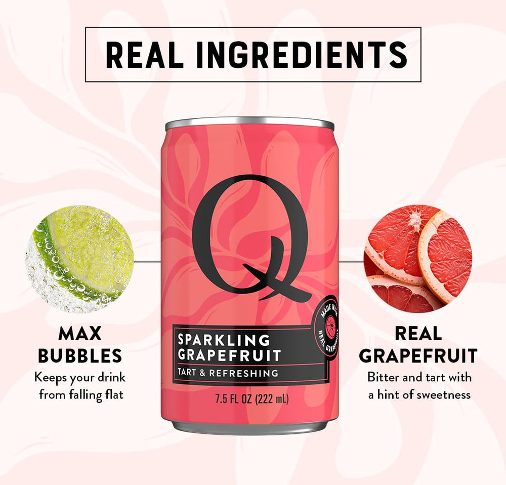 Q MIXERS Q SPARKLING GRAPEFRUIT seven-point-five-ounce cans in a pack for entertaining.