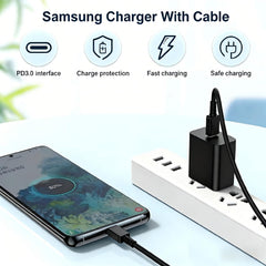 Qalirvis USB-C to USB-C 10ft cable enabling flexible charging.