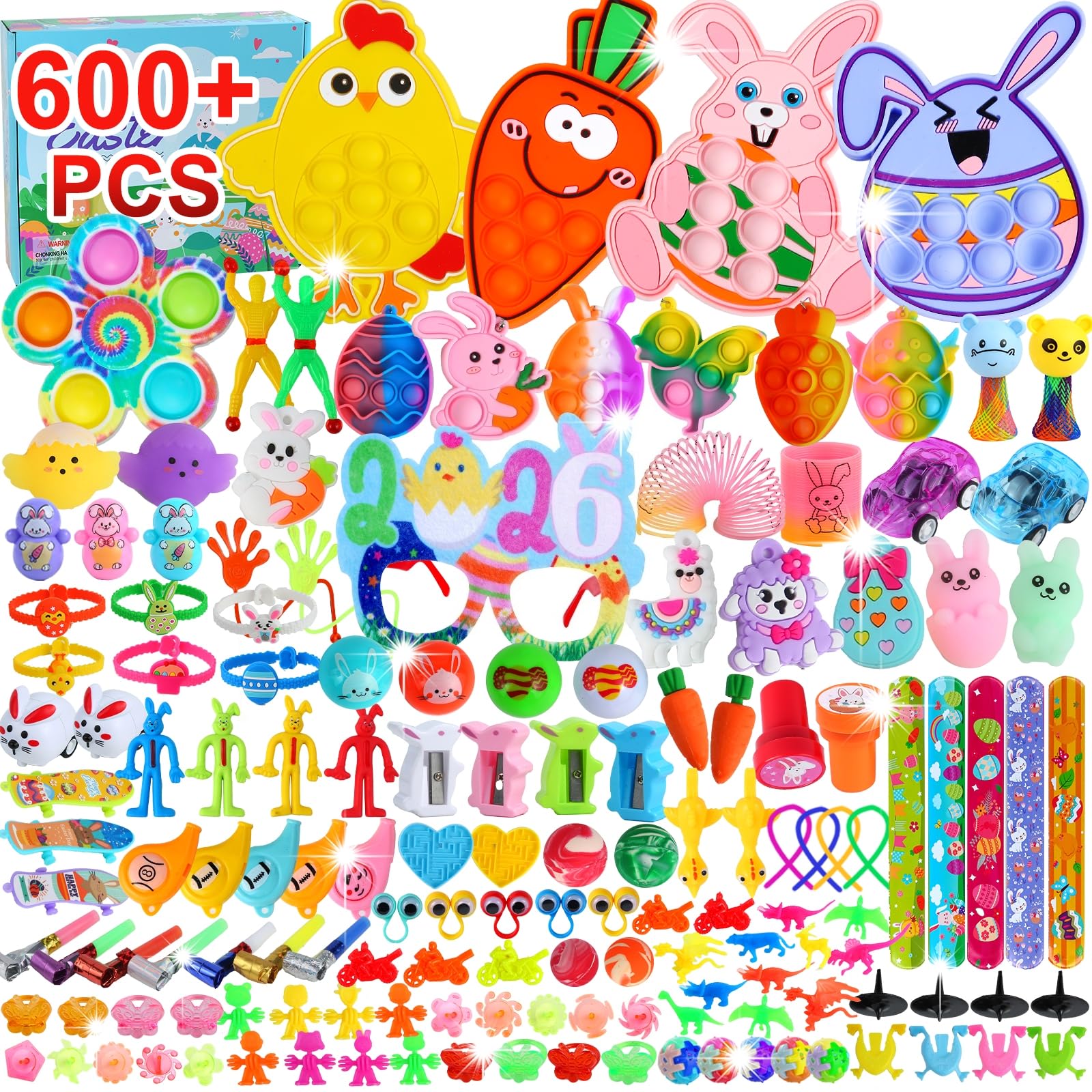 QATITP Easter basket stuffer set for kids Easter hunts and non candy prizes.