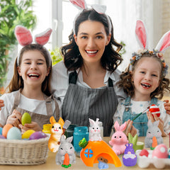 QAUYETM mini chicks figurines add lifelike Easter decor indoors.