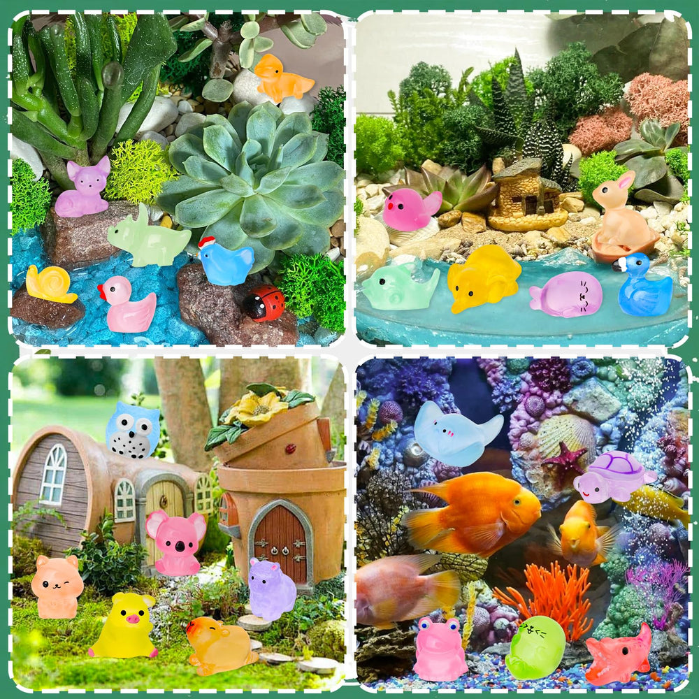 QAUYETM glow mini resin dinosaurs playful dioramas with glow