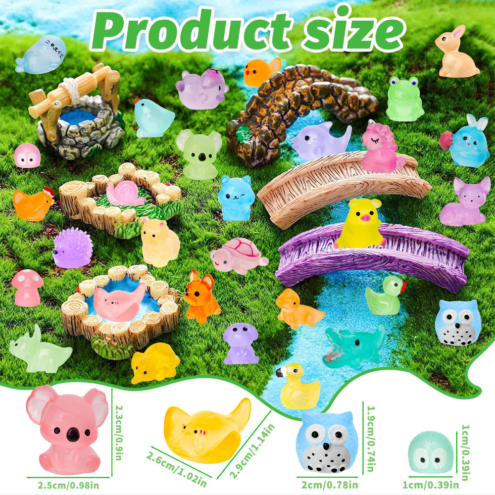 QAUYETM glow mini resin rabbits ideal for fairy gardens with gentle luminescence