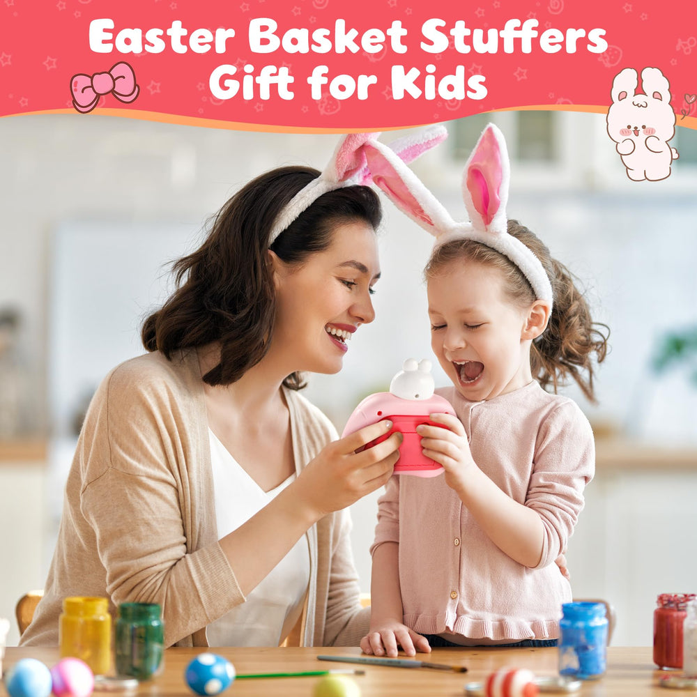 QBvuj Easter Bunny pop push game powered by three AAA batteries