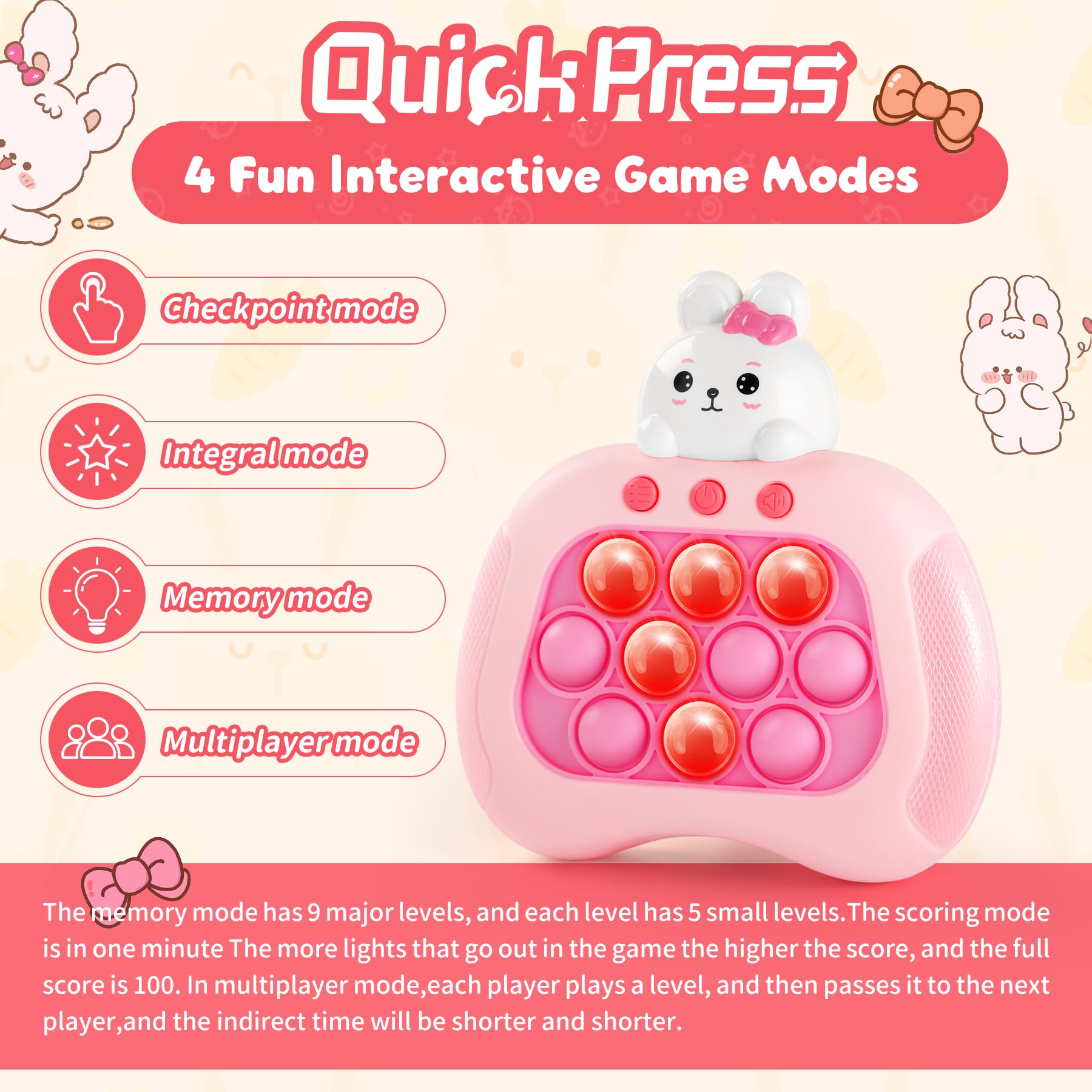 QBvuj Easter Bunny pop push game bunny-shaped hand-held toy for playful moments