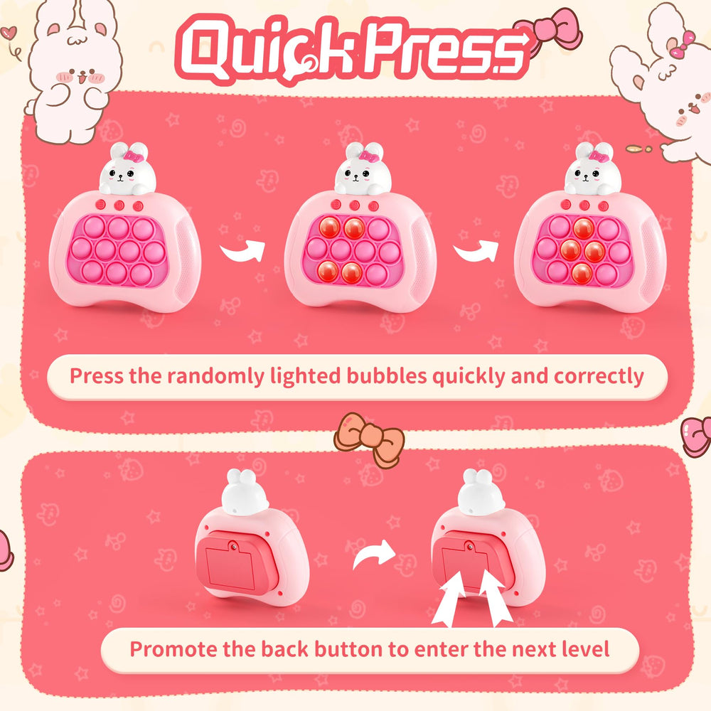 QBvuj Easter Bunny pop push game side view shows colorful bubbles and satisfying pops
