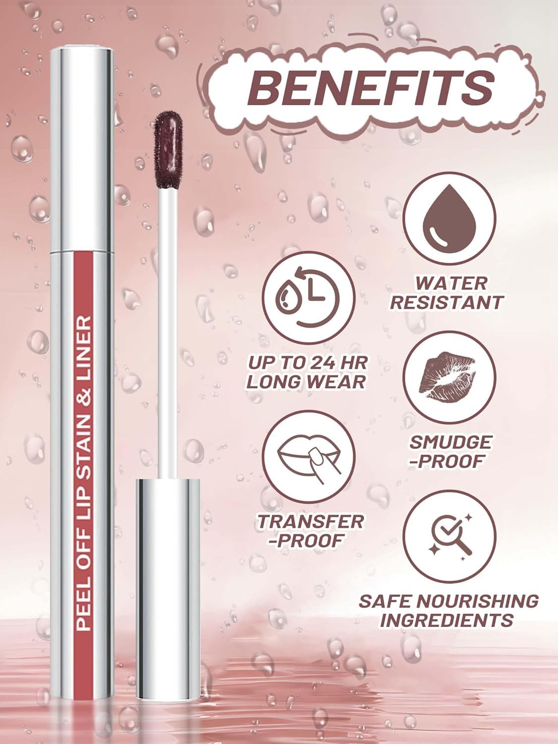 QCMME Lip Stain 2-in-1 liner-tint for crisp contours and even color