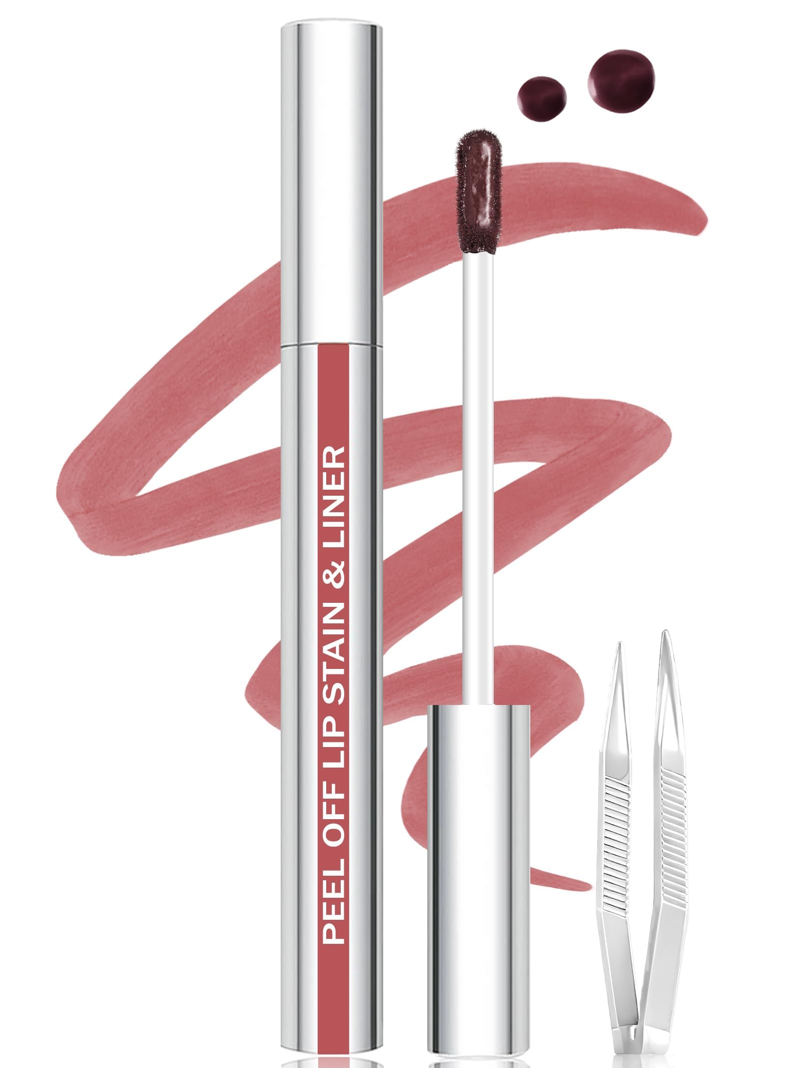 QCMME Lip Stain peel-off tube close-up with nude pink shade