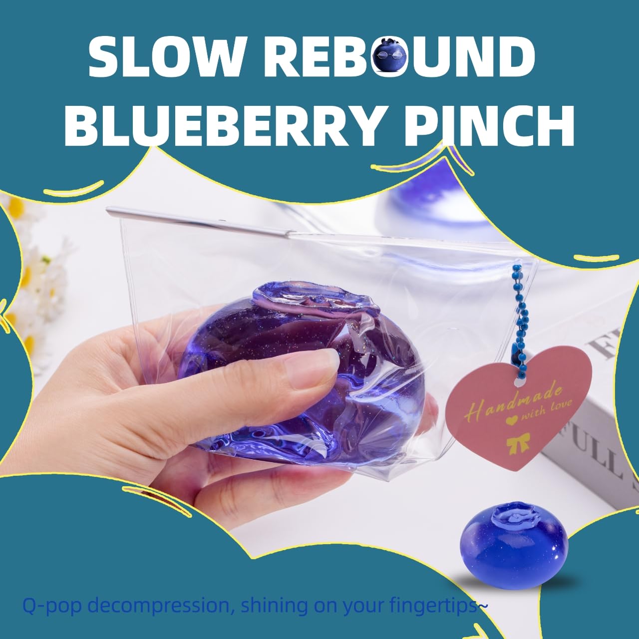 QCROAD SQUISHY clear blueberry squishy keep clean with gloves