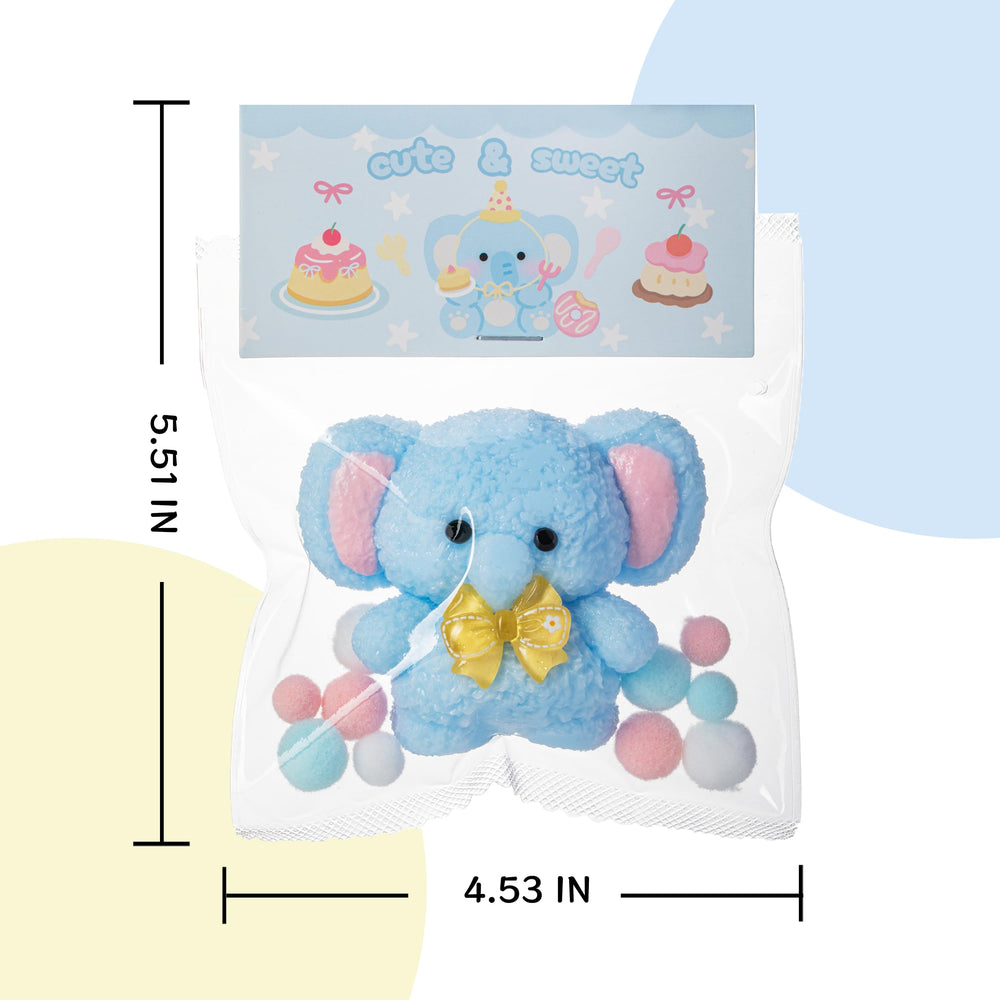 QCROAD SQUISHY elephant with yellow bow detail, gift-ready presentation.