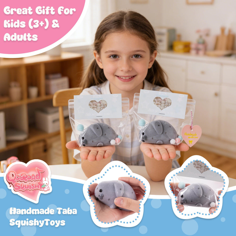 QCROAD SQUISHY Taba Seal squishy fur-wrapped care tips included.