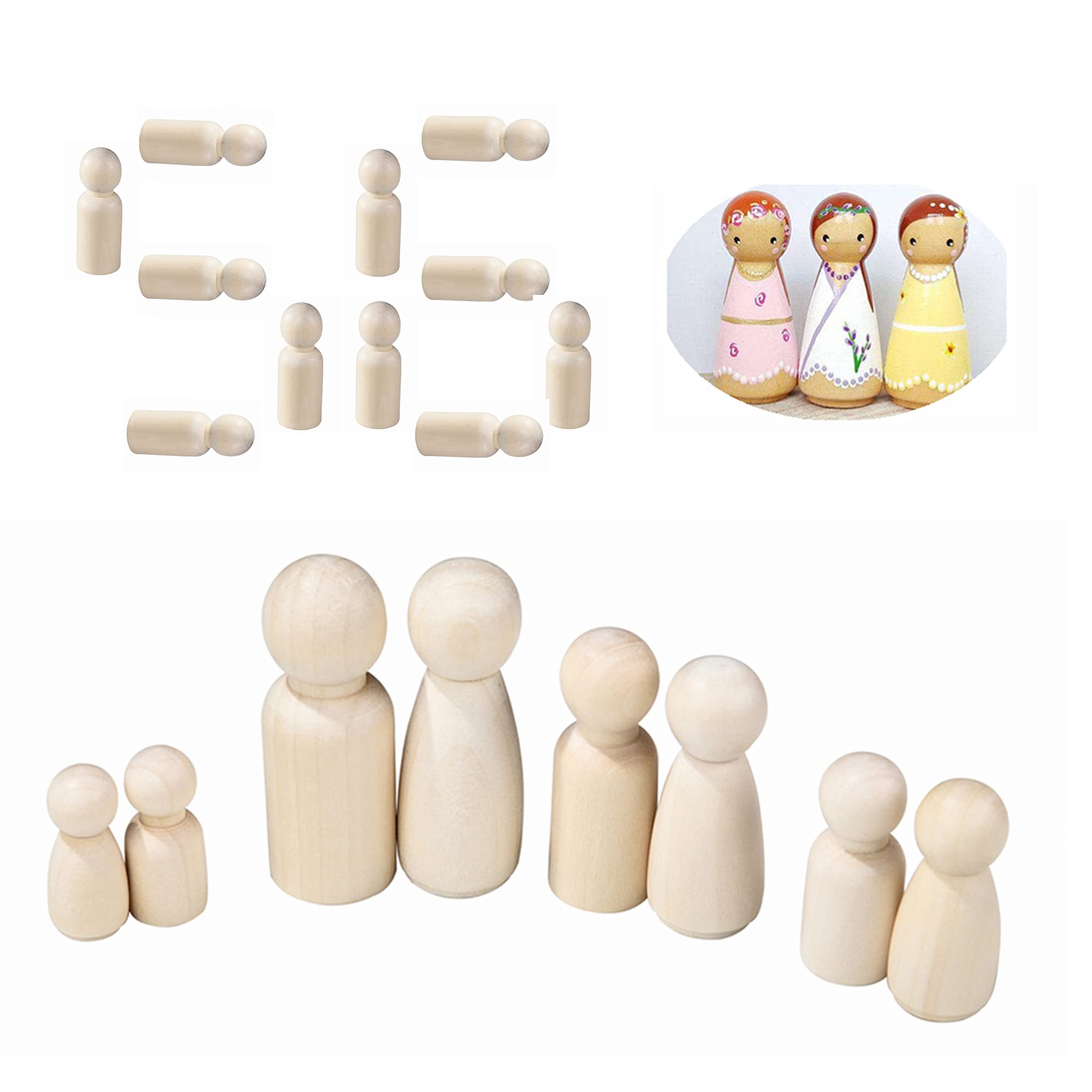 QDXATIVP unfinished wooden dolls set for family play and DIY decoration